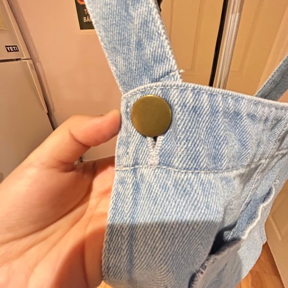 Vintage 90s Style Skirt Overalls Dress Blue Denim XS - Picture 5 of 6